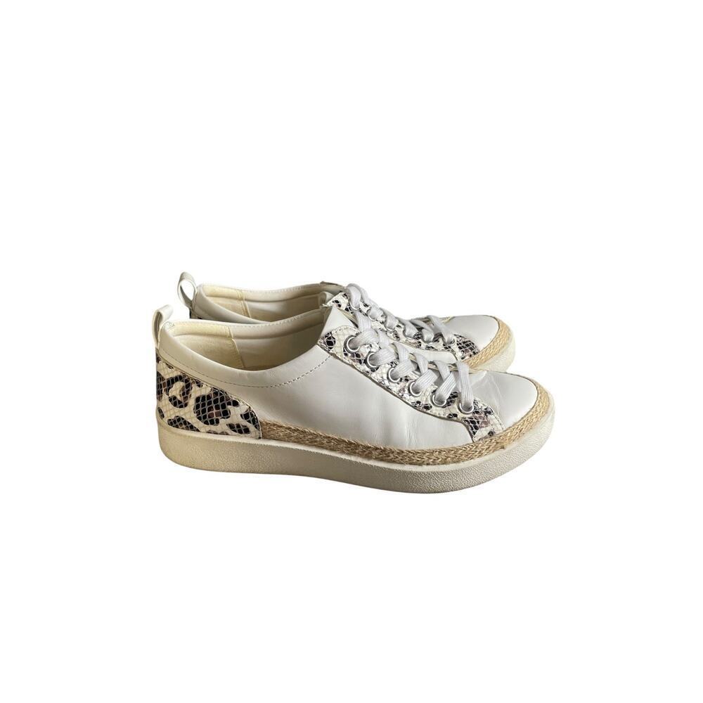 Vionic Women’s Winny Size 6 White Leather Lace Sneakers With Snake Print